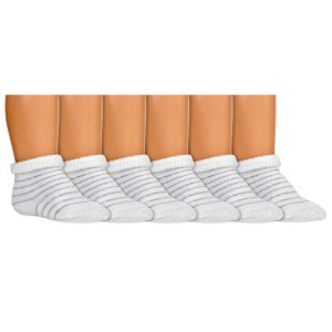 Baby sokken | Biologisch | Badstof | Kleur: Wit Grijs | Patroon: Strepen | Maat: One Size | 6 paar